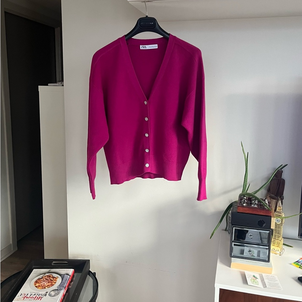 Zara Jewel Button Knit Cardigan Sz S - Picture 7 of 13